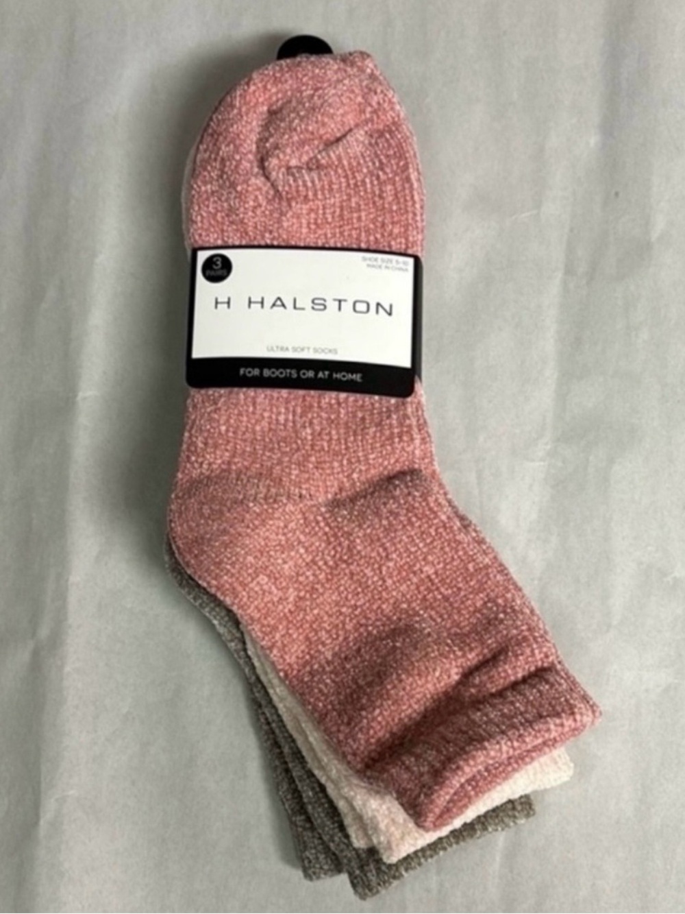 New H by Halston Socks Women’s 3 Pair Pink & Tan Ultra Soft Sock Casual Active